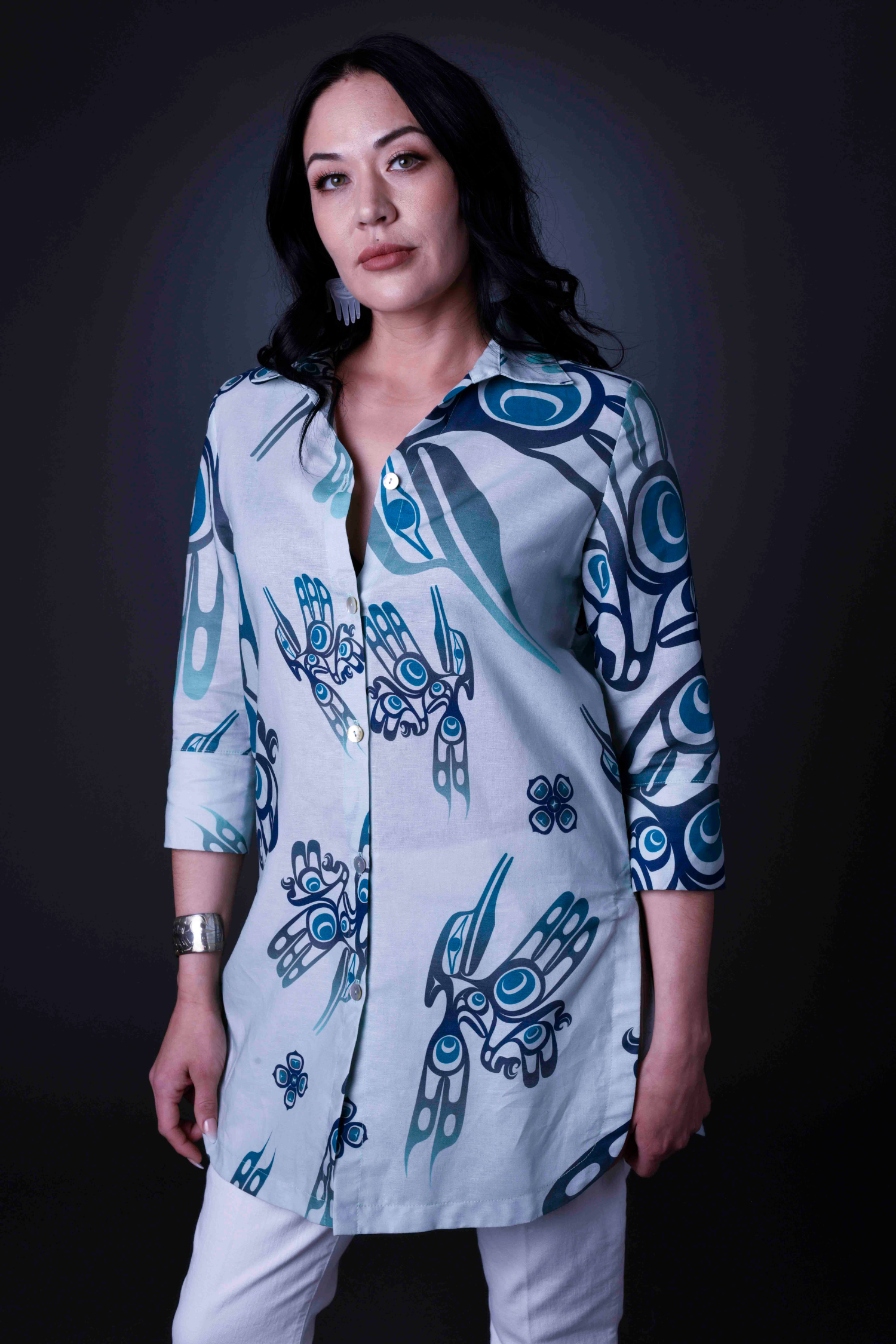 Long Sleeve Linen Tunic Blouse