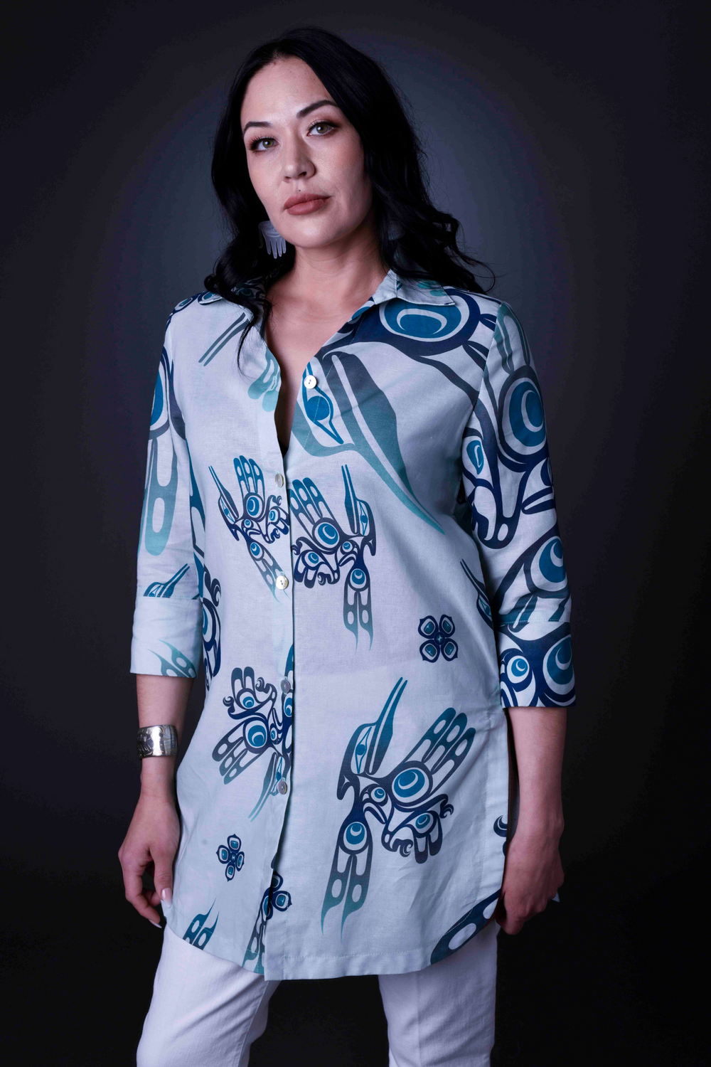 Long Sleeve Linen Tunic Blouse