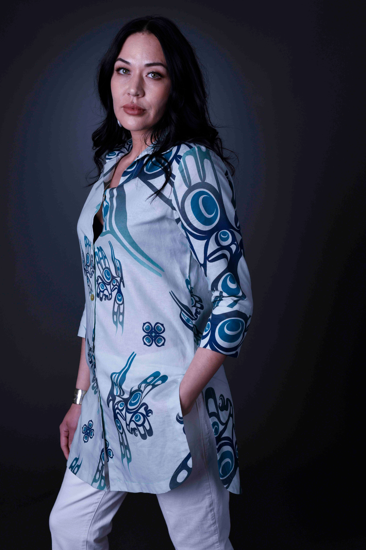 Long Sleeve Linen Tunic Blouse