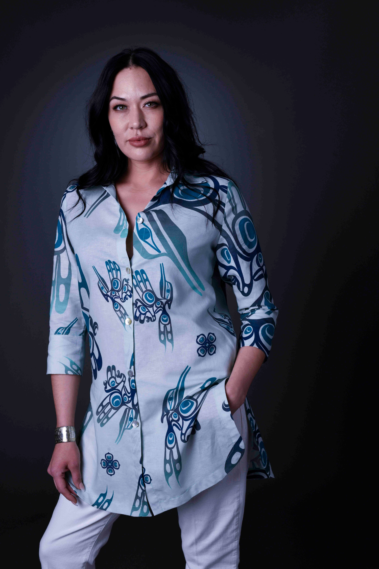 Long Sleeve Linen Tunic Blouse