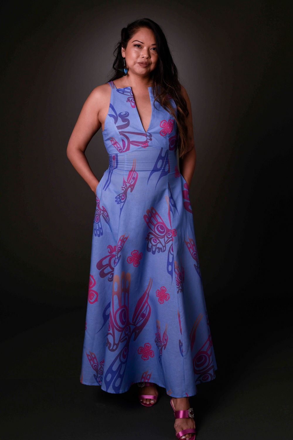 Marissa Linen Dress Long Mauve
