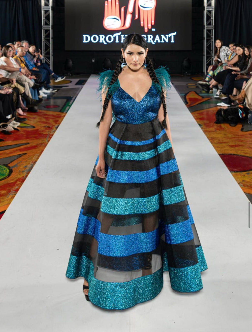 Abalone Dress with Feather Straps