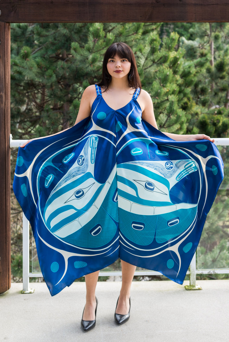 South East Wind & Foam Women in Scarf Dress (Blue) [Now in Silk Satin]