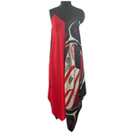 South East Wind and Foam Woman Scarf Dress Color Block (Black/Red)