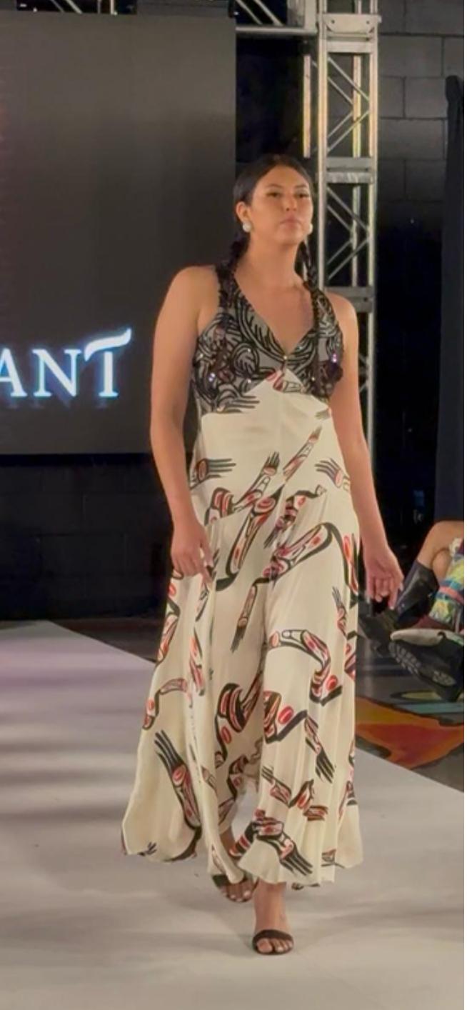 Eagle Evening Dress with Sequined Bodice