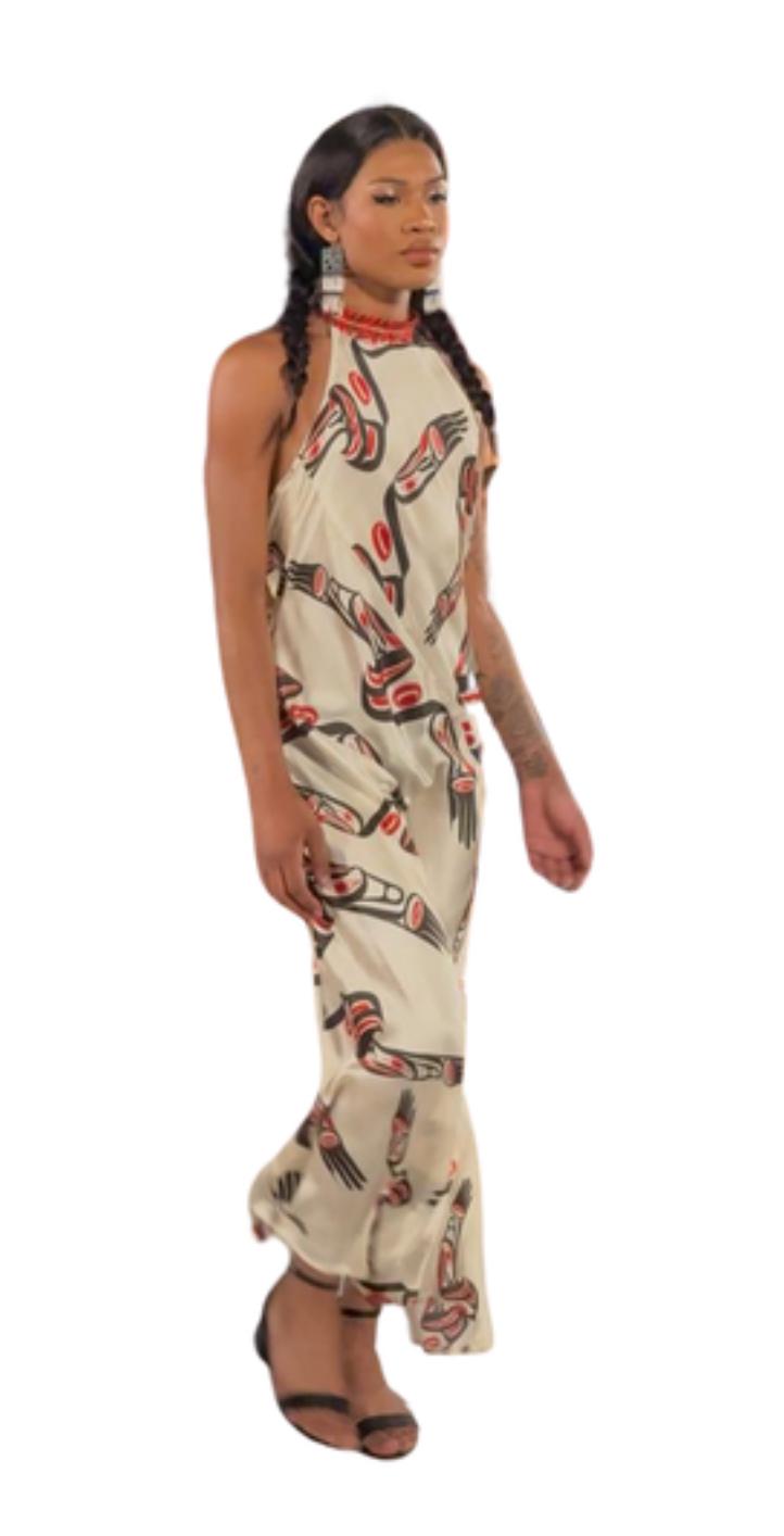 Eagle Halter Neck Evening Dress