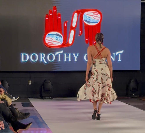Eagle Silk Dress with red hemline underskirt