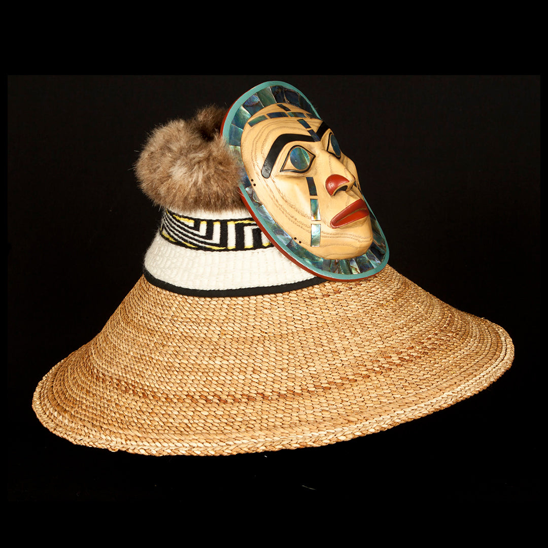 Cedar Woven Hat/Moon Mask/Ravens Tail Hat