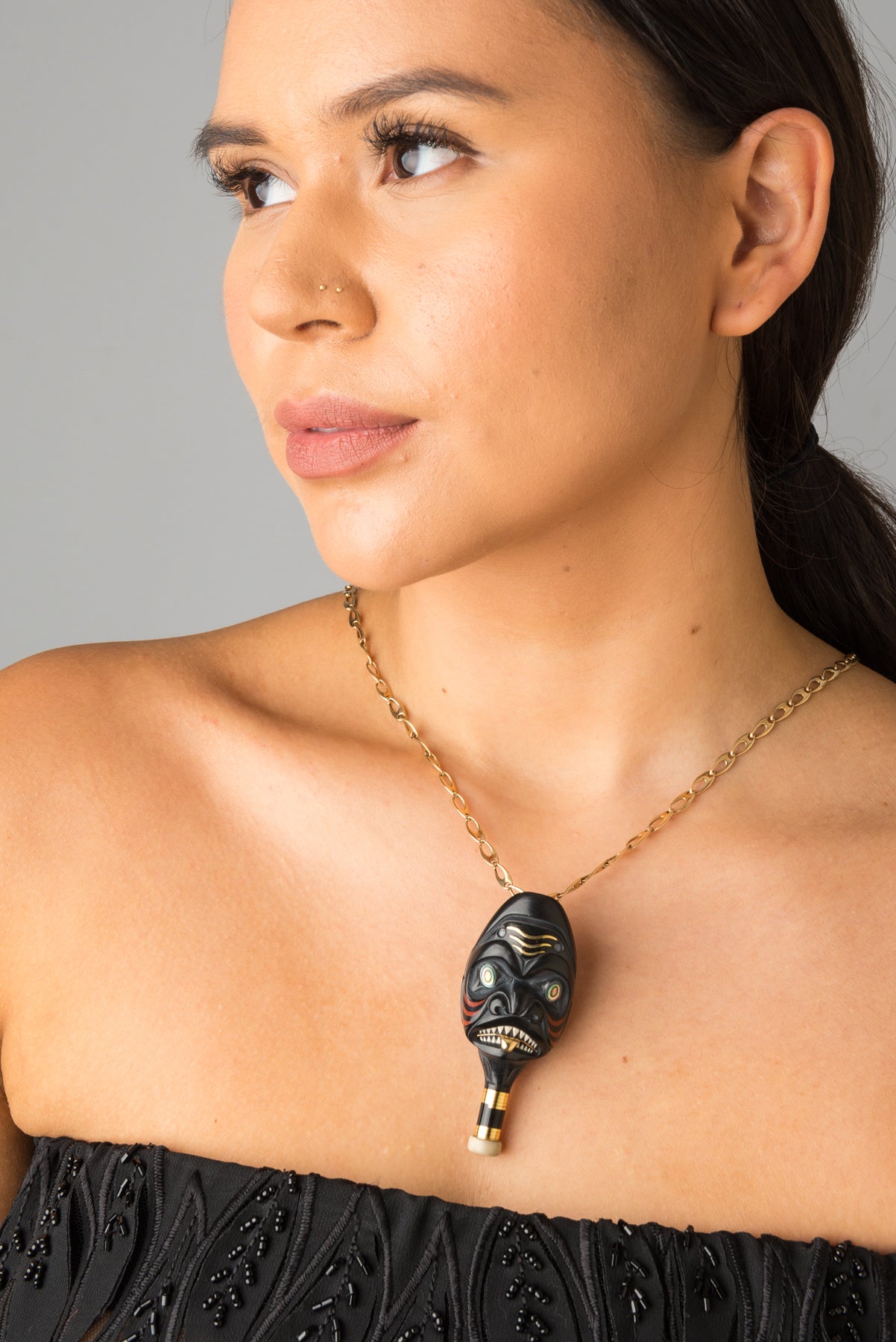 Shark Miniture Argillite Rattle Necklace