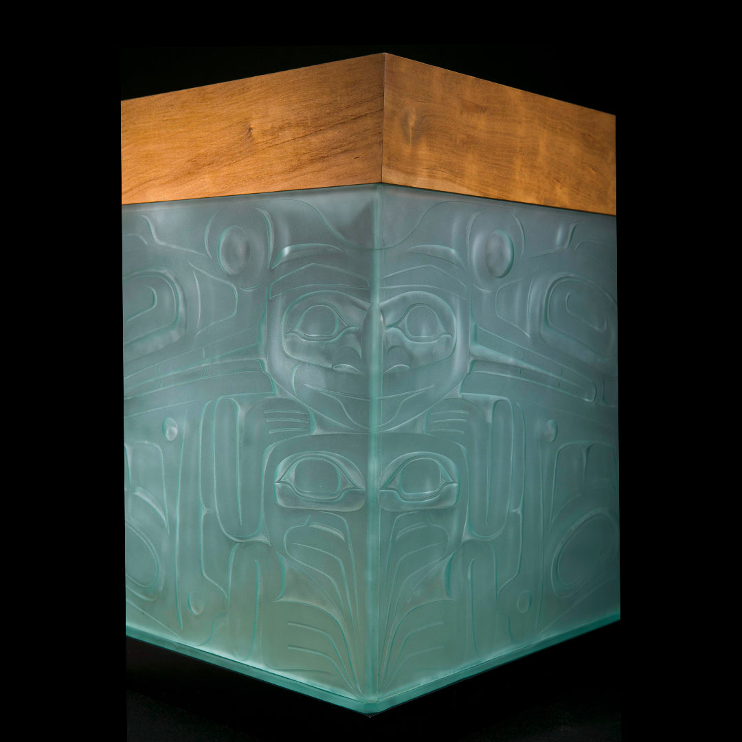 Wolf and Raven Glass Art Bent Box
