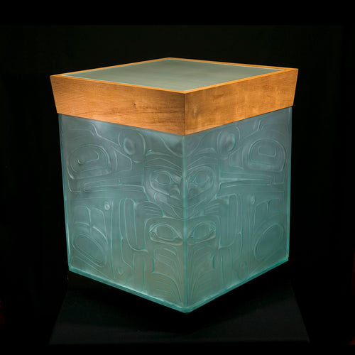 Wolf and Raven Glass Art Bent Box