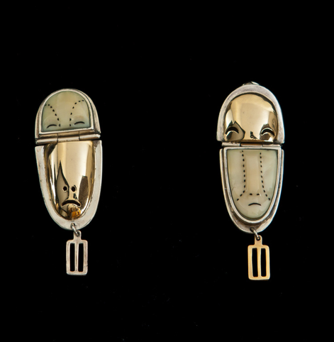 Yupik Ivory Mask Faces Earrings